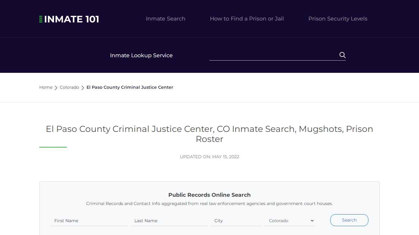 El Paso County Criminal Justice Center, CO Inmate Search ...